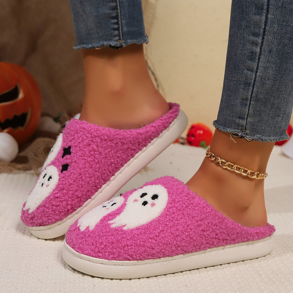 Halloween ghost indoor slippers